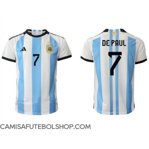 Camisa de time de futebol Argentina Rodrigo de Paul #7 Replicas 1º Equipamento Mundo 2022 Manga Curta